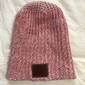 Love Your Melon beanie in pink and white